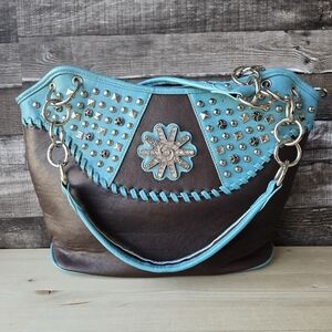 Montana West Western Bling Studded Leather Shoulder Bag Purse